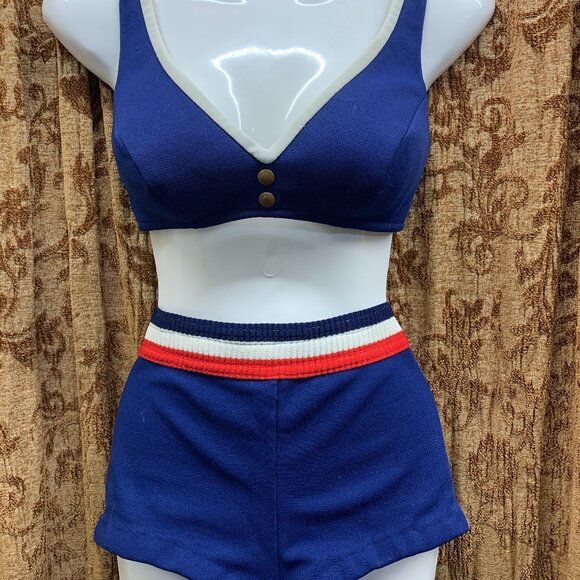 Vintage Catalina of California Swimsuit Bikini 1960s Blue Red